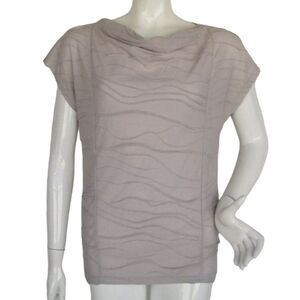 CALVIN KLEIN Top, M, Grey/Taupe, Hardware, seams all over, Drape neck